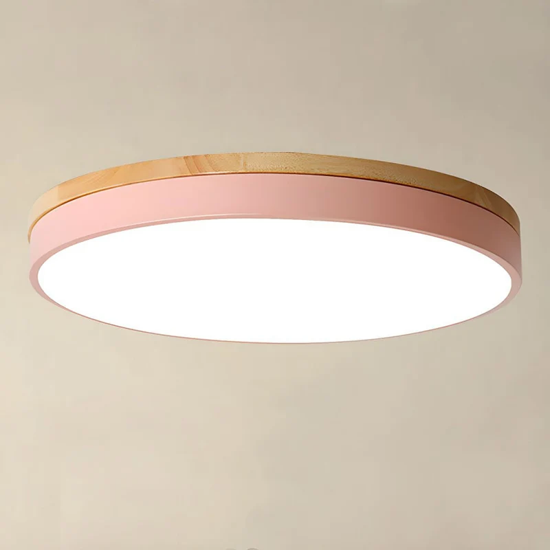 Ronde Plafondlamp met LED en Natuurlijk Hout — Scandinavisch Design met Dimfunctie | Sansoti