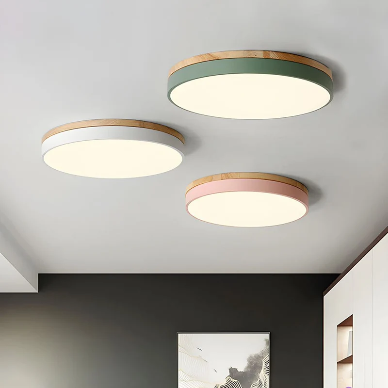Ronde Plafondlamp met LED en Natuurlijk Hout — Scandinavisch Design met Dimfunctie | Sansoti