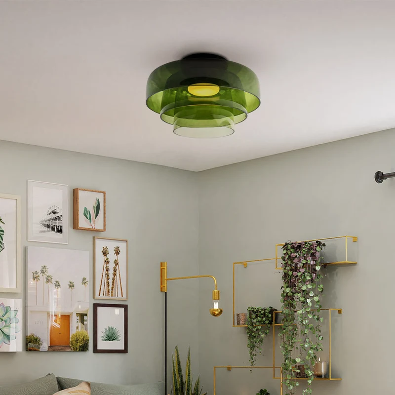 Design Glazen Plafondlamp met Gelaagde Structuur — Elegant Lichtspel voor Eetkamer, Woonkamer en Slaapkamer | Sansoti