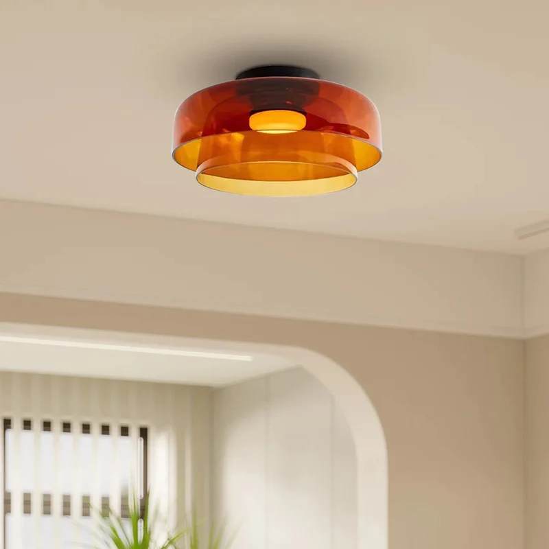 Design Glazen Plafondlamp met Gelaagde Structuur — Elegant Lichtspel voor Eetkamer, Woonkamer en Slaapkamer | Sansoti