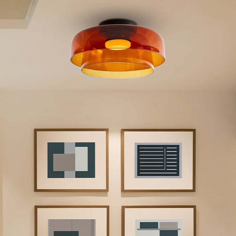 Design Glazen Plafondlamp met Gelaagde Structuur — Elegant Lichtspel voor Eetkamer, Woonkamer en Slaapkamer | Sansoti