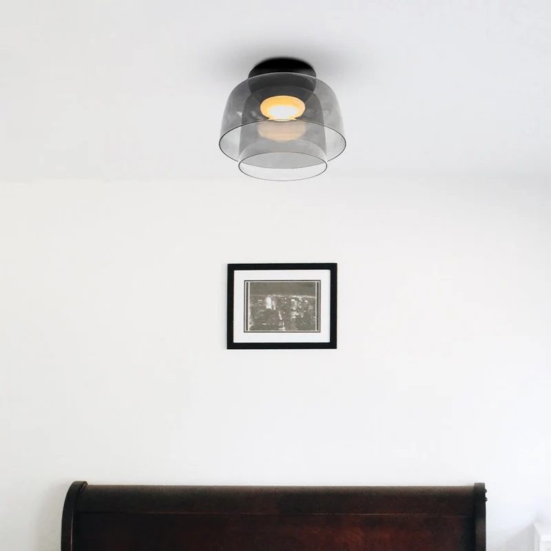 Design Glazen Plafondlamp met Gelaagde Structuur — Elegant Lichtspel voor Eetkamer, Woonkamer en Slaapkamer | Sansoti