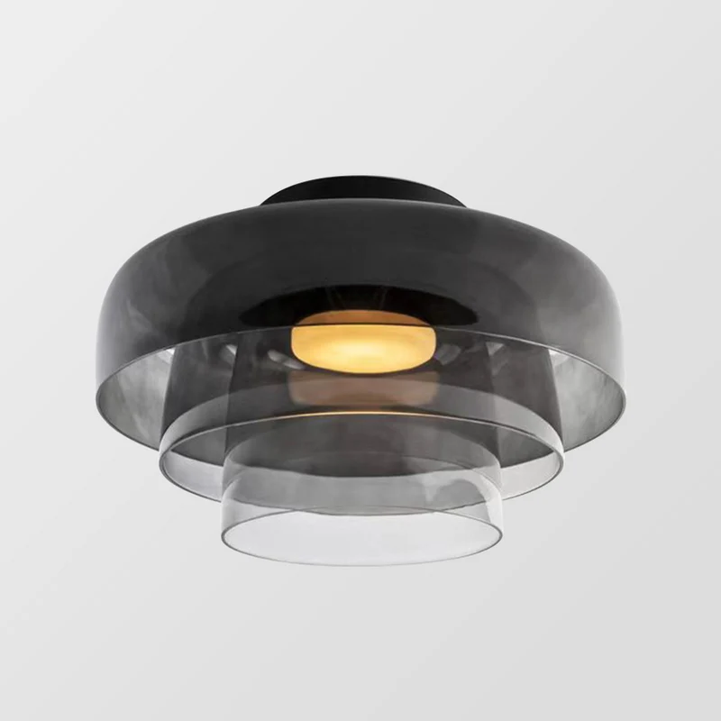 Design Glazen Plafondlamp met Gelaagde Structuur — Elegant Lichtspel voor Eetkamer, Woonkamer en Slaapkamer | Sansoti