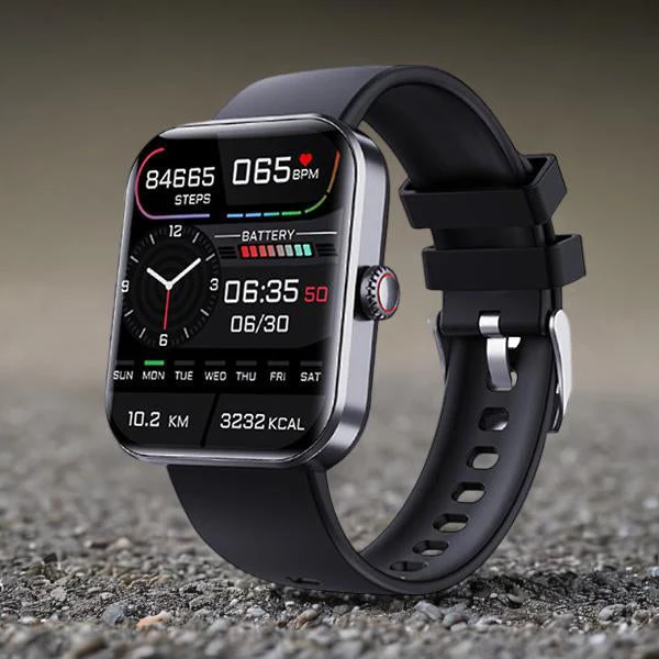 Smartwatch met Gezondheidsfuncties Zwart Siliconen Sporthorloge | Sansoti