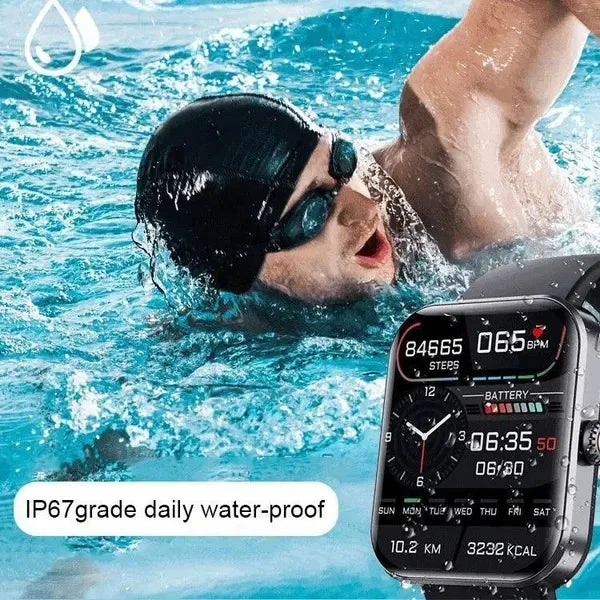 Smartwatch met Gezondheidsfuncties Zwart Siliconen Sporthorloge | Sansoti