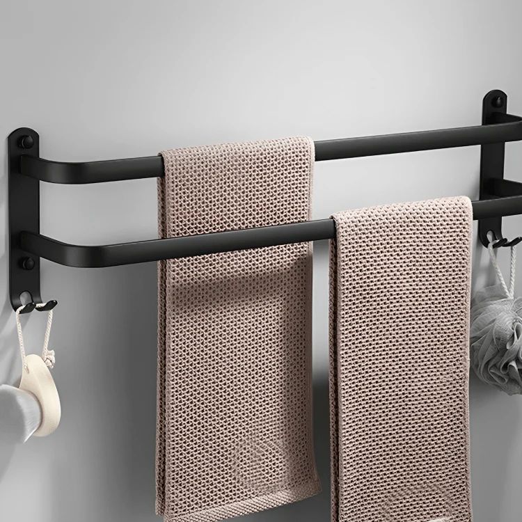 Wandrek Badkamer Aluminium 40cm/60cm met Handdoekstang Zwart Wit | Sansoti