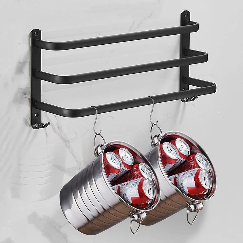 Wandrek Badkamer Aluminium 40cm/60cm met Handdoekstang Zwart Wit | Sansoti