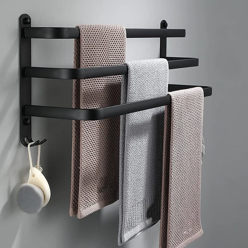 Wandrek Badkamer Aluminium 40cm/60cm met Handdoekstang Zwart Wit | Sansoti