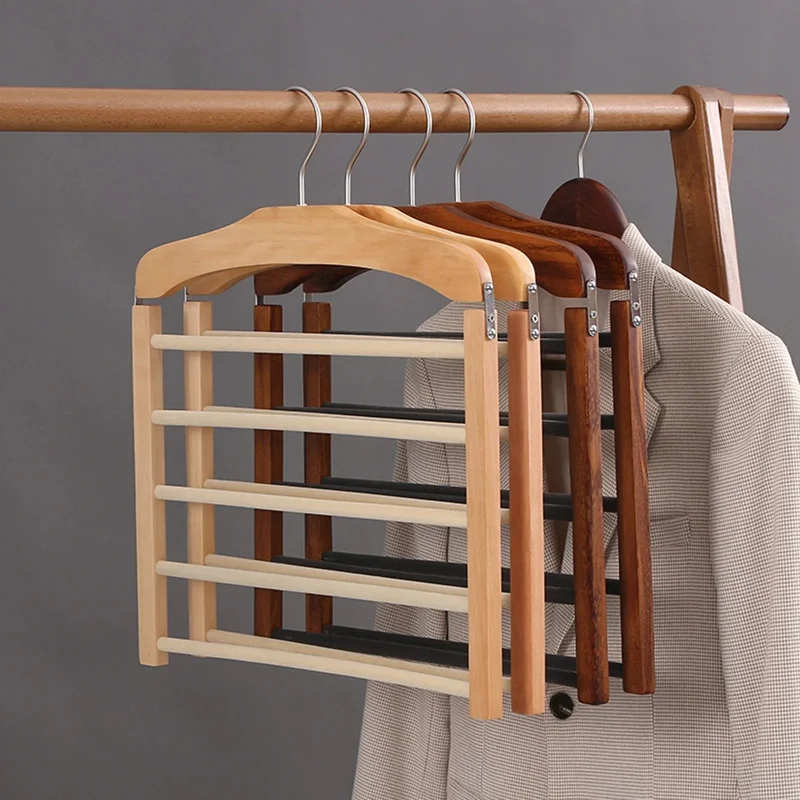Houten Kledinghangers Walnoot & Natuurlijk Hout – Klassieke Garderobehanger met Metalen Haak – 38x38x12cm | Sansoti