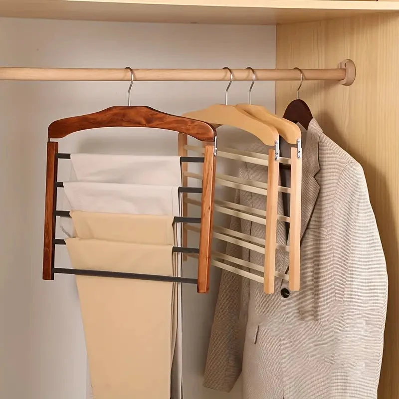 Houten Kledinghangers Walnoot & Natuurlijk Hout – Klassieke Garderobehanger met Metalen Haak – 38x38x12cm | Sansoti