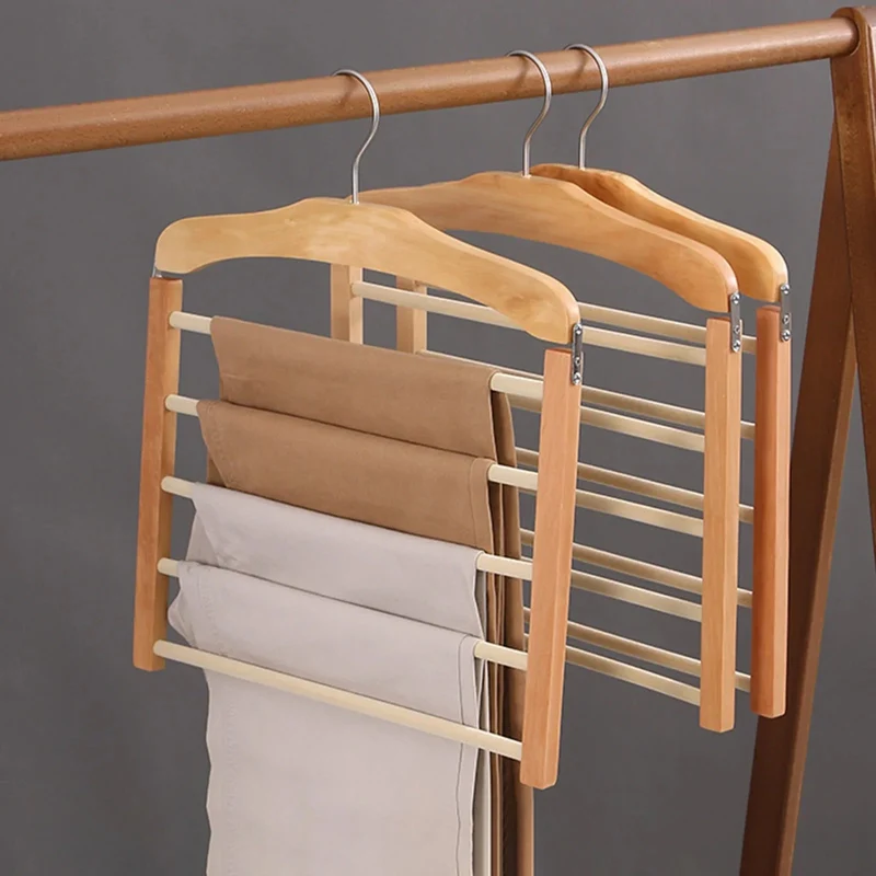 Houten Kledinghangers Walnoot & Natuurlijk Hout – Klassieke Garderobehanger met Metalen Haak – 38x38x12cm | Sansoti