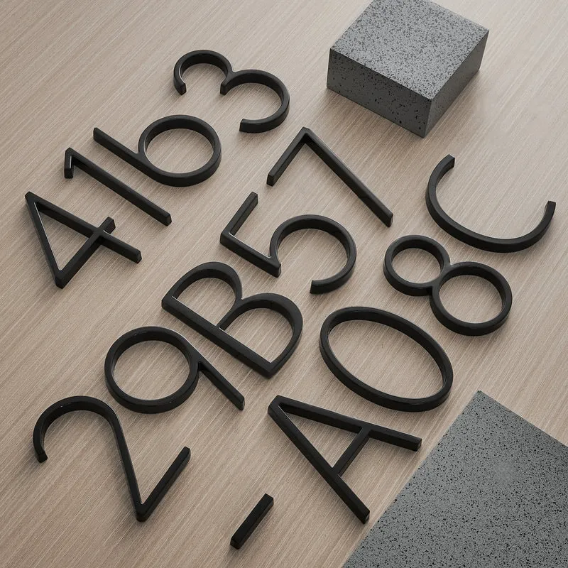 Moderne Huisnummers van Zinklegering met 3D-Effect 12,7 cm Zwart Mat | Sansoti