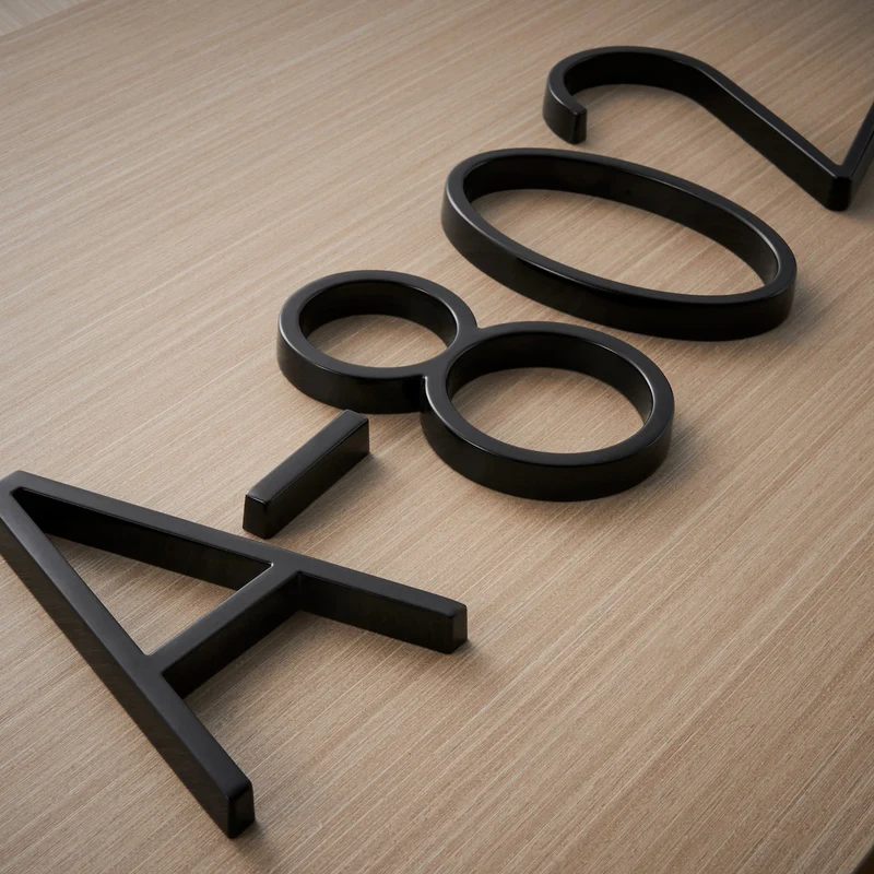 Moderne Huisnummers van Zinklegering met 3D-Effect 12,7 cm Zwart Mat | Sansoti