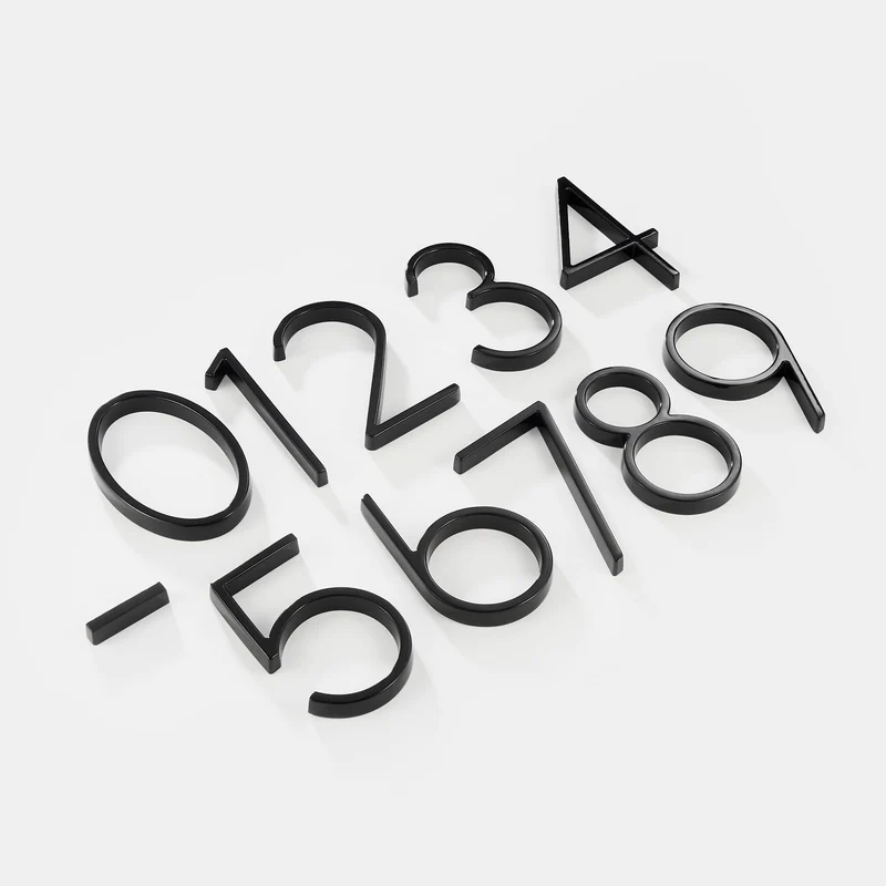 Moderne Huisnummers van Zinklegering met 3D-Effect 12,7 cm Zwart Mat | Sansoti