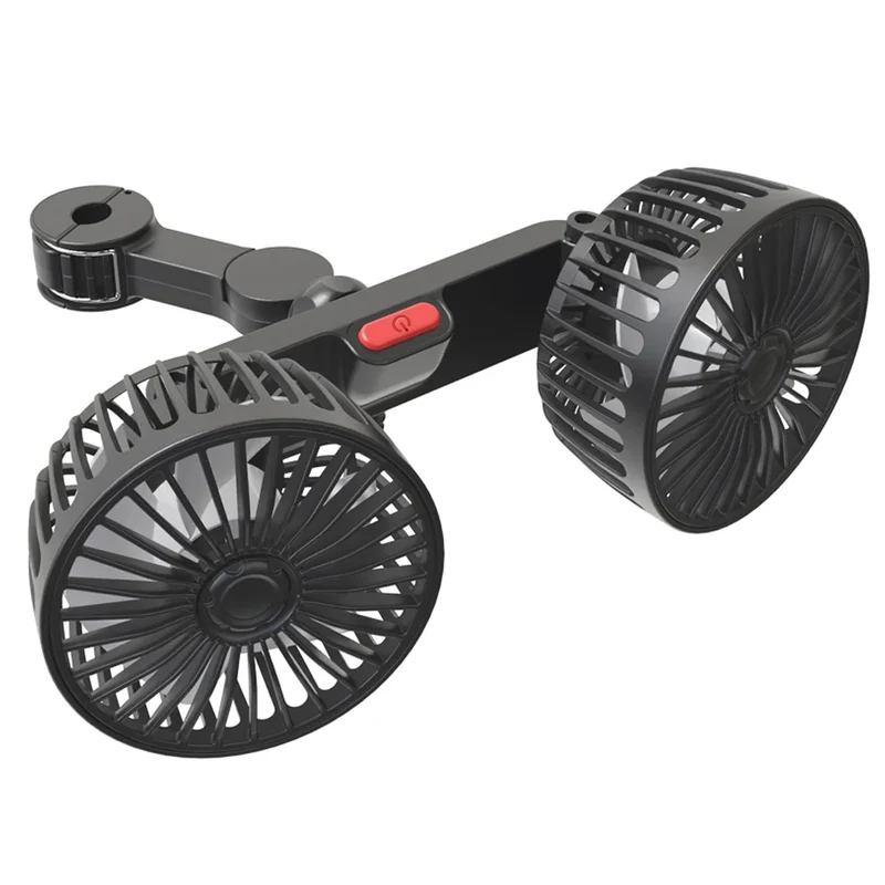 Draagbare Autoventilator met Dubbele Kop 360° Verstelbaar USB Oplaadbaar 3 Snelheden Hoofdsteun Nekkoeler voor Auto Huis Camper | Sansoti