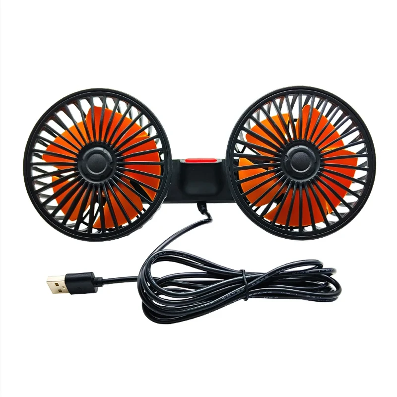 Draagbare Autoventilator met Dubbele Kop 360° Verstelbaar USB Oplaadbaar 3 Snelheden Hoofdsteun Nekkoeler voor Auto Huis Camper | Sansoti