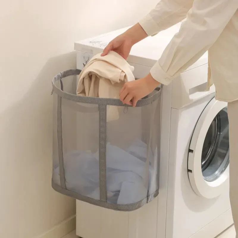 Inklapbare Wasmand met Mesh - Opvouwbare Wasgoed Opbergmand voor Slaapkamer en Badkamer - Lichtgewicht Ventilerende Wasbox met Hanglusje | Sansoti
