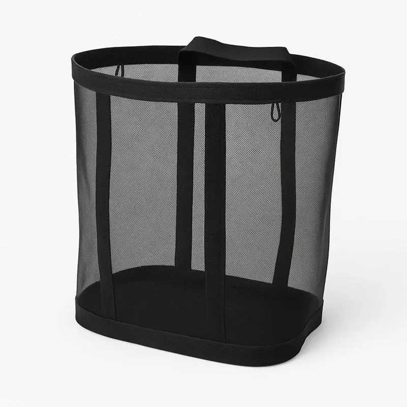 Inklapbare Wasmand met Mesh - Opvouwbare Wasgoed Opbergmand voor Slaapkamer en Badkamer - Lichtgewicht Ventilerende Wasbox met Hanglusje | Sansoti