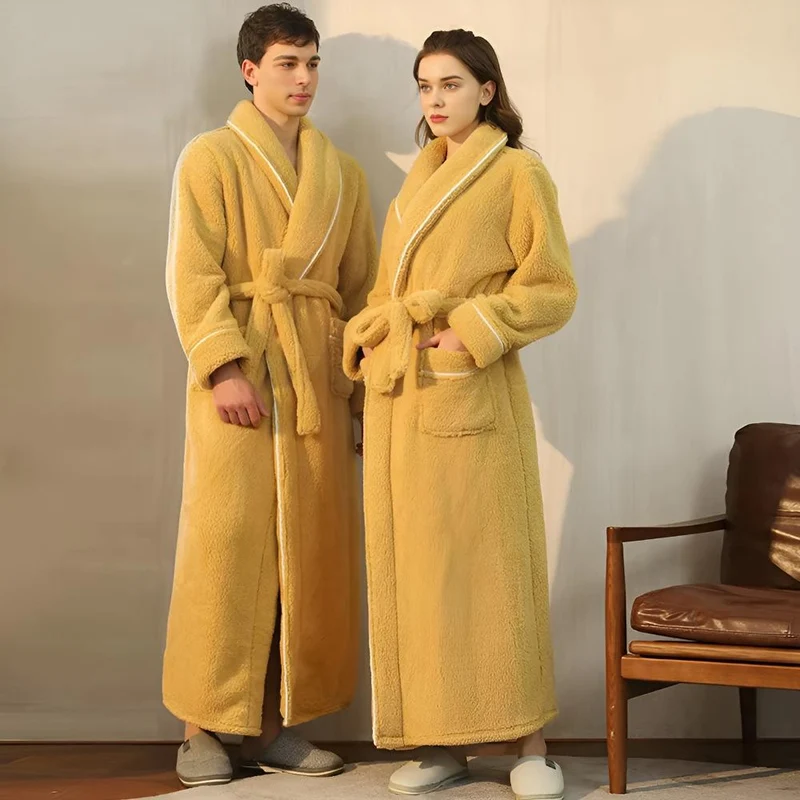 Sherpa Coral Fleece Badjas met Shawlkraag Unisex Loungewear Comfortabel Huis Huispak Zachte Fleece Ochtendjas | Sansoti