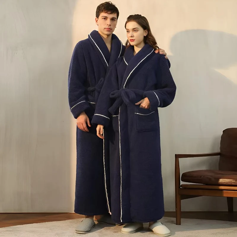 Sherpa Coral Fleece Badjas met Shawlkraag Unisex Loungewear Comfortabel Huis Huispak Zachte Fleece Ochtendjas | Sansoti