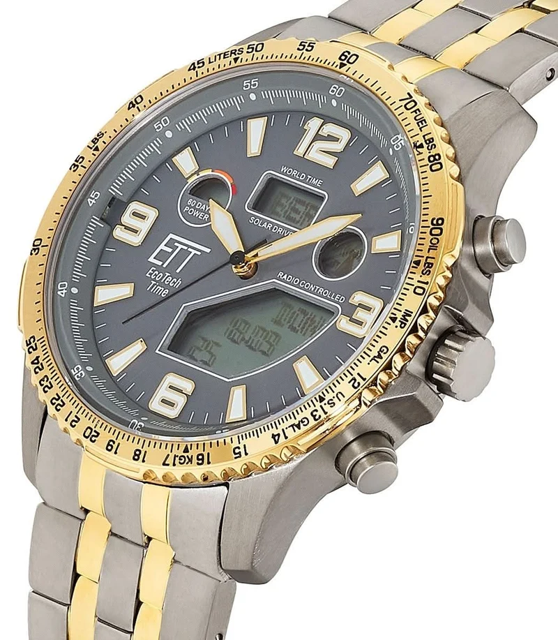 Eco Tech Time Professional EGT-11722-52M Herrenuhr • Solar-Funk • Titan