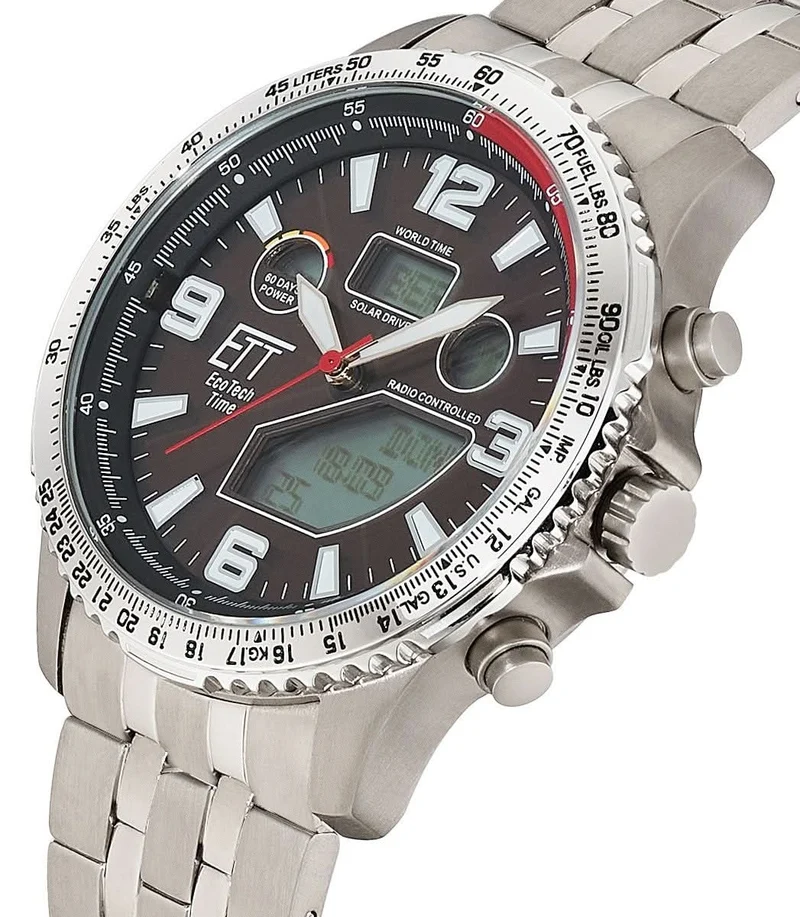 Eco Tech Time Professional EGT-11720-22M Herrenuhr • Solar Funk • Titanium