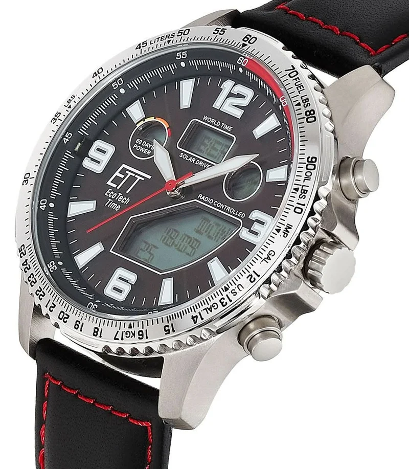 Eco Tech Time EGT-11718-22L Herrenuhr • Solar-Funk • Titan