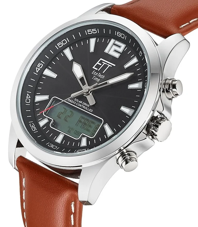 Eco Tech Time Professional EGA-11713-21L Herrenuhr • Funk-Solar • 180 Tage Reserve