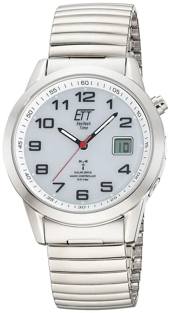 Eco Tech Time Gobi EGS-11711-12Z Herrenuhr • Funk-Solar-Antrieb • Edelstahl