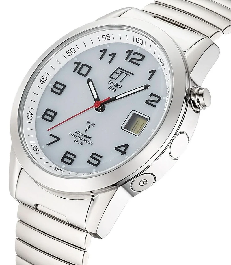 Eco Tech Time Gobi EGS-11711-12Z Herrenuhr • Funk-Solar-Antrieb • Edelstahl