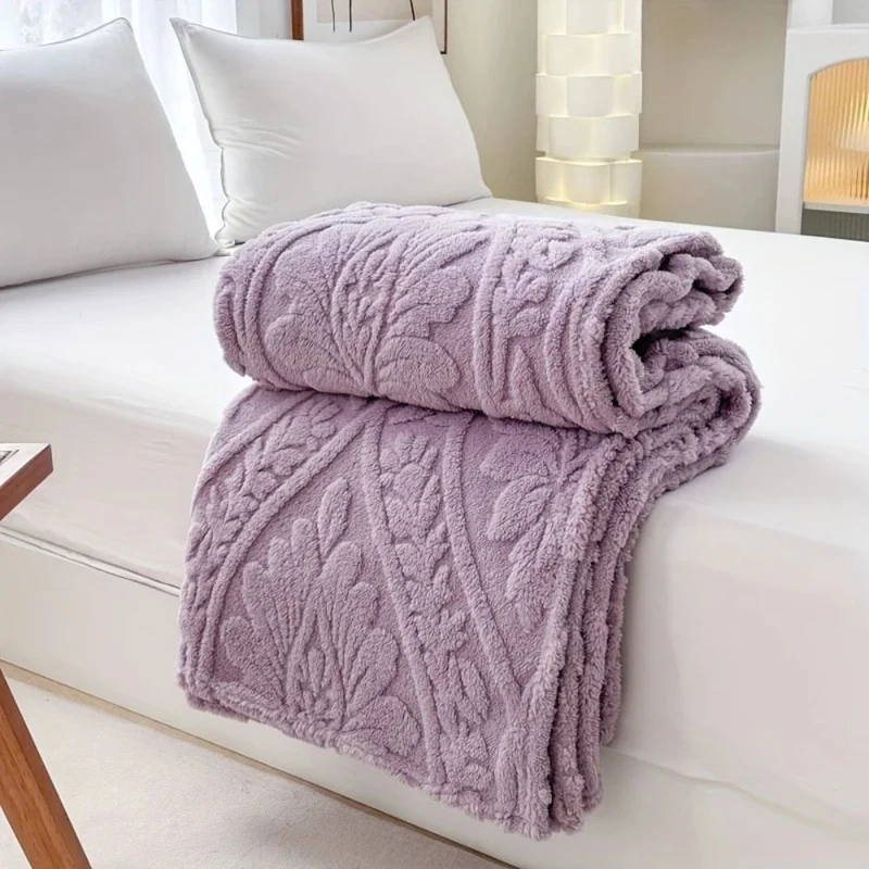 Geweven Jacquard Fleece Plaid – Zachte Warme Deken met Geometrisch Patroon – Decoratieve Microfiber Deken voor Bank en Bed | Sansoti