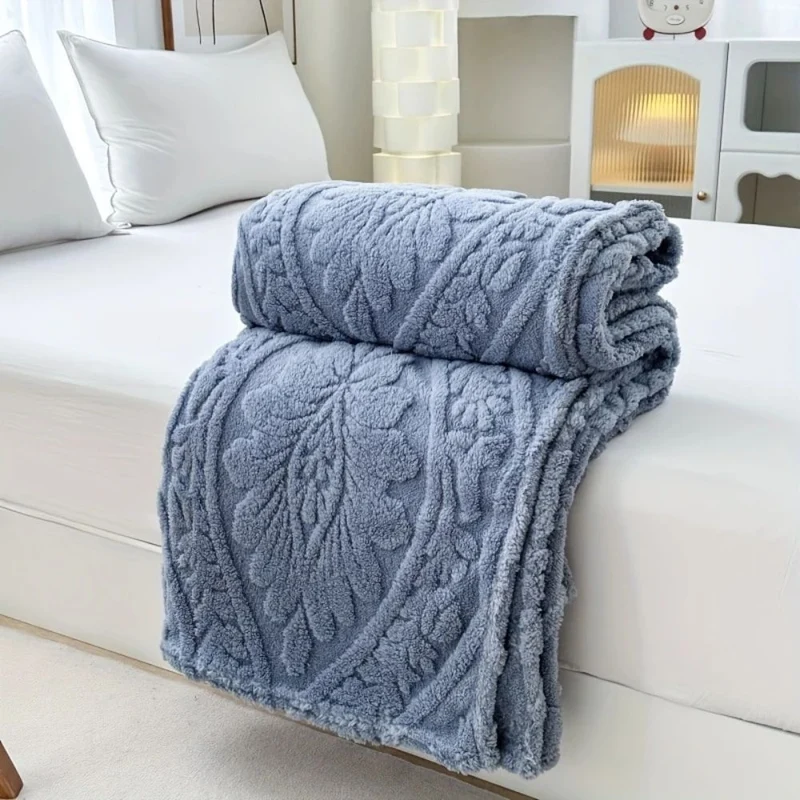 Geweven Jacquard Fleece Plaid – Zachte Warme Deken met Geometrisch Patroon – Decoratieve Microfiber Deken voor Bank en Bed | Sansoti