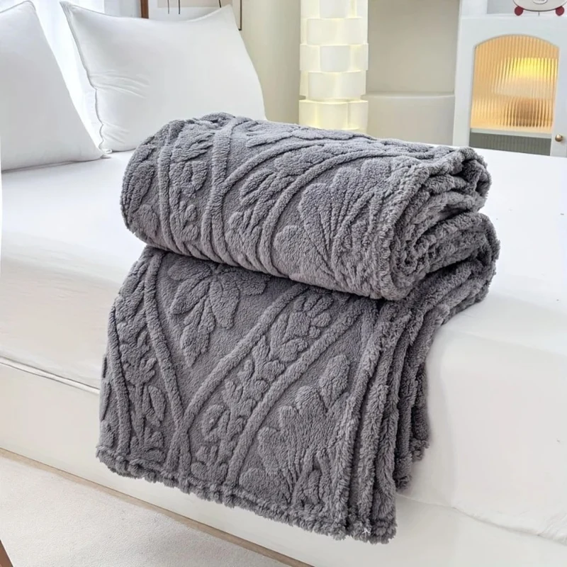 Geweven Jacquard Fleece Plaid – Zachte Warme Deken met Geometrisch Patroon – Decoratieve Microfiber Deken voor Bank en Bed | Sansoti