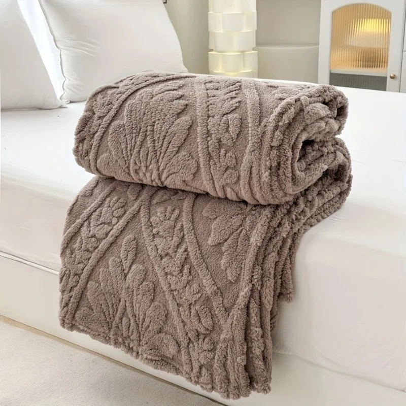 Geweven Jacquard Fleece Plaid – Zachte Warme Deken met Geometrisch Patroon – Decoratieve Microfiber Deken voor Bank en Bed | Sansoti