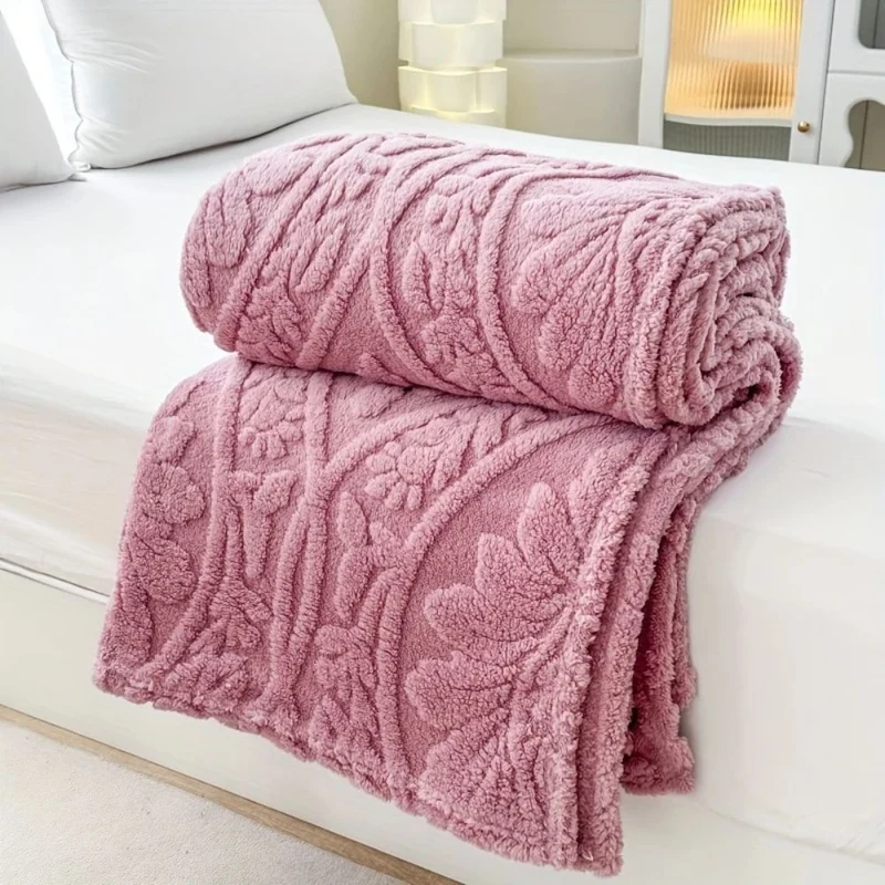 Geweven Jacquard Fleece Plaid – Zachte Warme Deken met Geometrisch Patroon – Decoratieve Microfiber Deken voor Bank en Bed | Sansoti