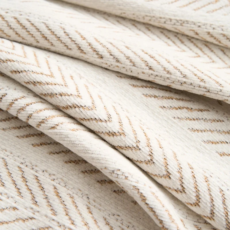 Chenille Bankhoes met Visgraatpatroon en Franjes – Antislip Beschermhoes voor Bank 2-Zits 3-Zits 4-Zits | Sansoti