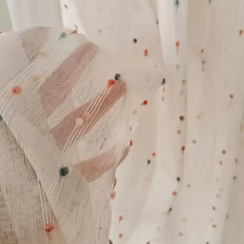 Regenboog Tule Vitrage – Zachte Kleuren Gordijn met Vrolijke Geborduurde Details voor Woonkamer, Slaapkamer en Balkon | Sansoti