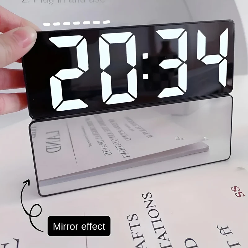 Digitale LED Spiegelwekker met Datum en Temperatuur — Minimalistisch Design voor Slaapkamer en Bureau | Sansoti