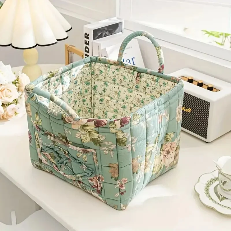 Canvas Opbergmand met Bloemenprint – Praktische Organizer voor Kleine Spullen en Schoenen | Sansoti