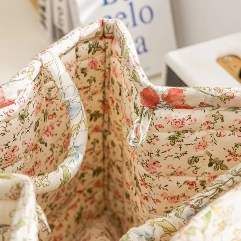 Canvas Opbergmand met Bloemenprint – Praktische Organizer voor Kleine Spullen en Schoenen | Sansoti