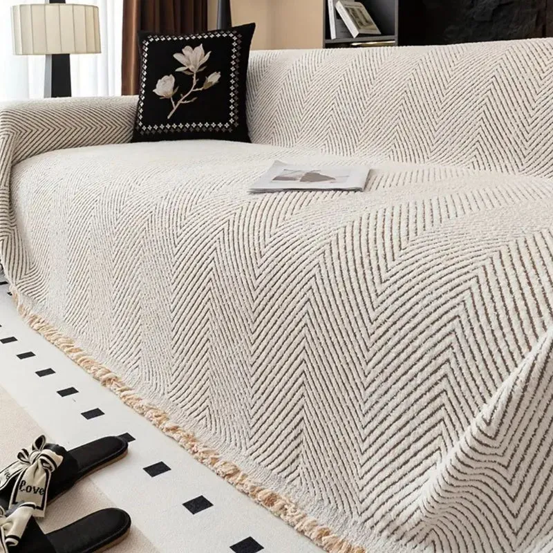 Bankhoes Herringbone Visgraatpatroon Gestreept – Beschermhoes voor Bank 1/2/3/4-Zits Stretch Sofahoes Waterafstotend Antislip | Sansoti