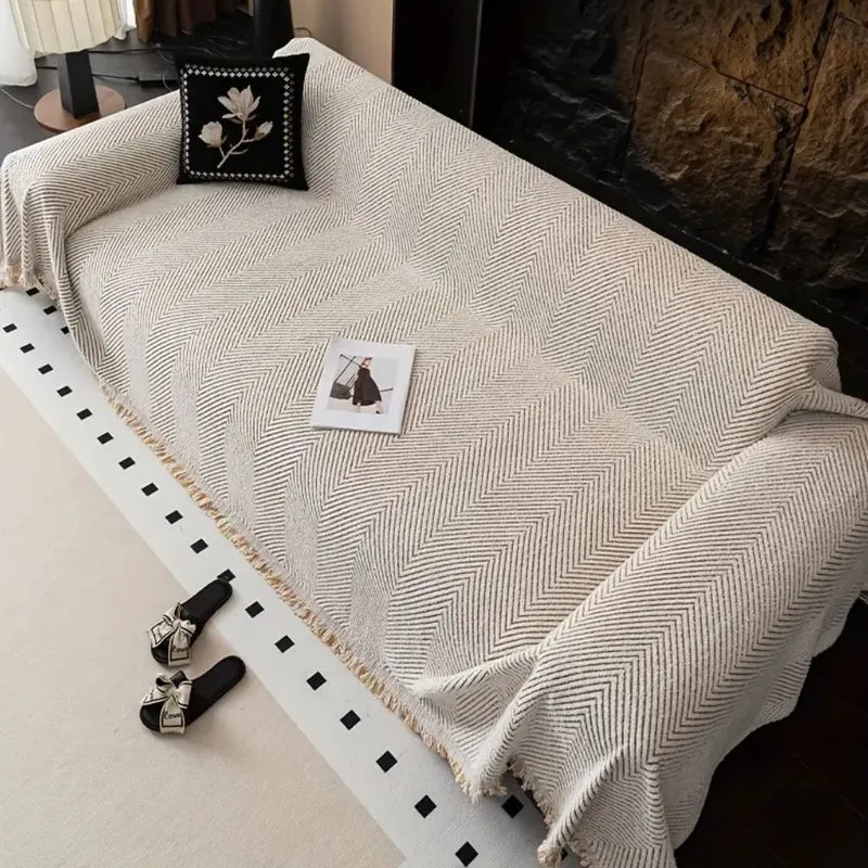 Bankhoes Herringbone Visgraatpatroon Gestreept – Beschermhoes voor Bank 1/2/3/4-Zits Stretch Sofahoes Waterafstotend Antislip | Sansoti