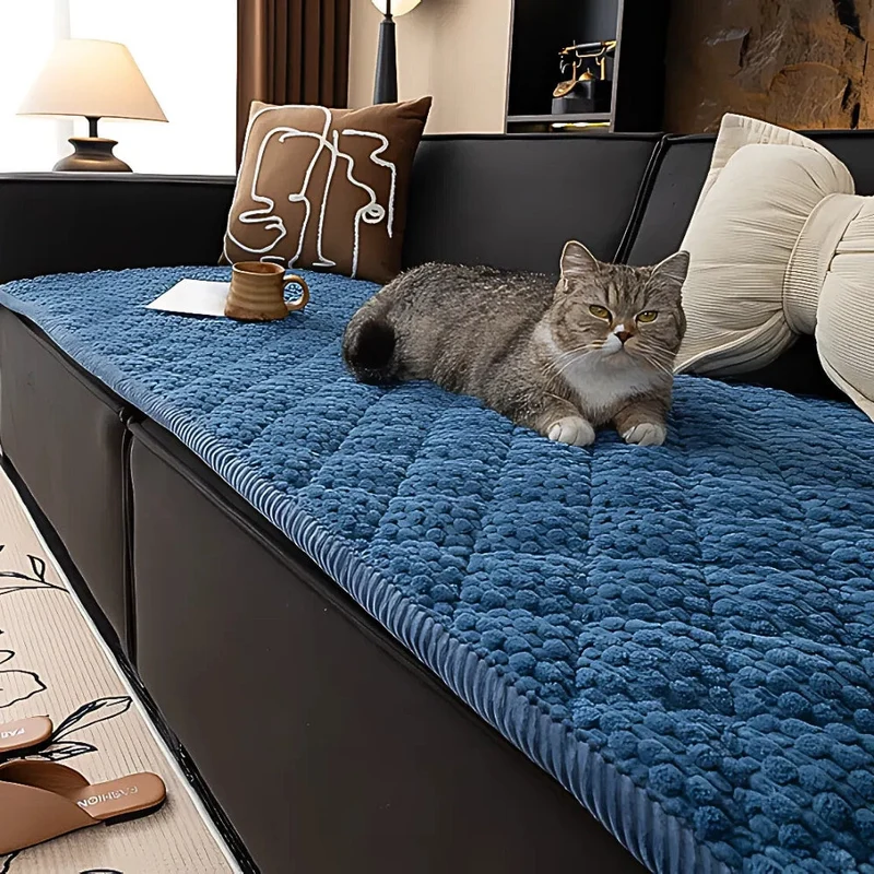 Premium Gewatteerde Bankhoes — Beschermt Tegen Huisdieren, Krabben & Vlekken — Antislip Structuurontwerp — Machinewasbaar — Zachte Pluche Fleece met Geometrisch Patroon — Voor Eenzits, Tweezits, Driezits Loungebank | Sansoti