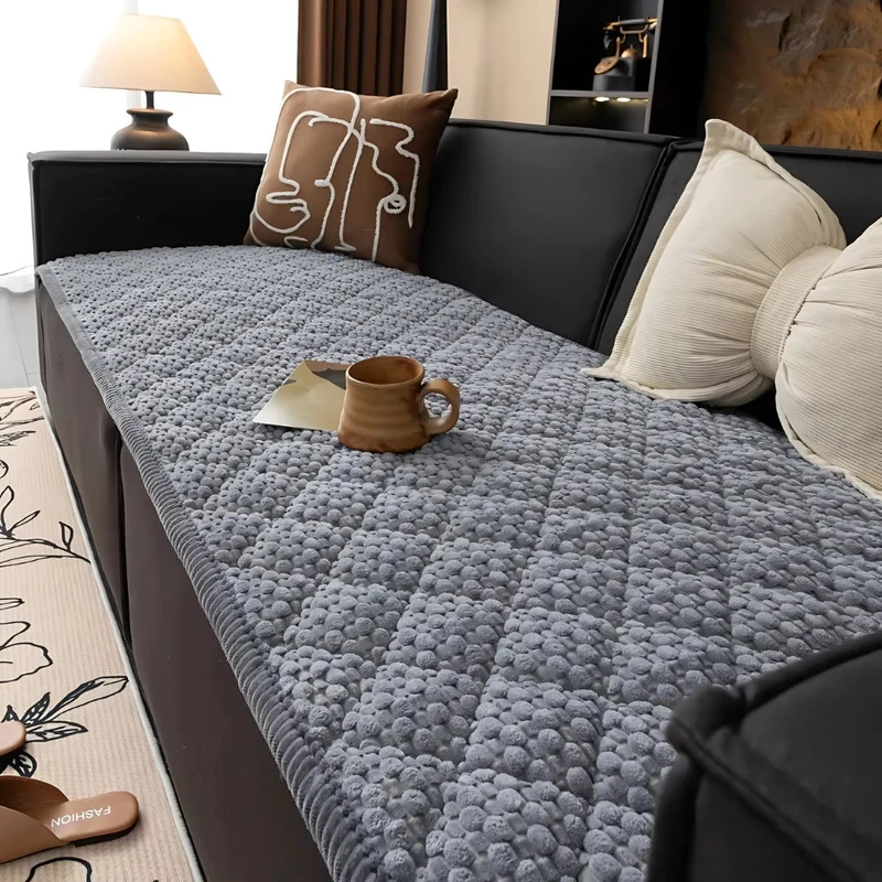 Premium Gewatteerde Bankhoes — Beschermt Tegen Huisdieren, Krabben & Vlekken — Antislip Structuurontwerp — Machinewasbaar — Zachte Pluche Fleece met Geometrisch Patroon — Voor Eenzits, Tweezits, Driezits Loungebank | Sansoti