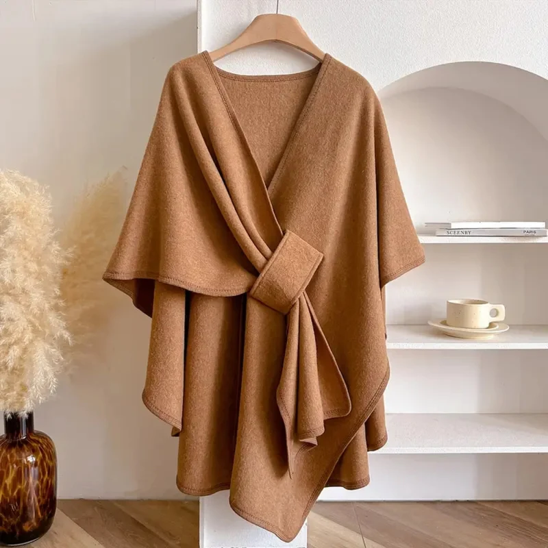 Lichte Poncho Cape met Bescherming tegen Wind en Kou – Warme Shawl voor Najaar en Winter | Sansoti