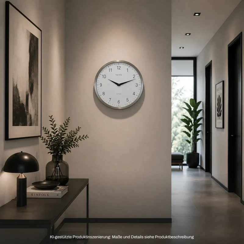 Hermle Wanduhr 30x30x4 cm Edelstahl • Funkgesteuert • Zeitloses Design