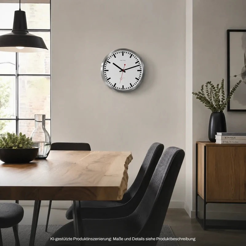 Hermle Wanduhr 30,5x30,5x5 cm Edelstahl • Lautloses Quarzwerk • Modernes Design
