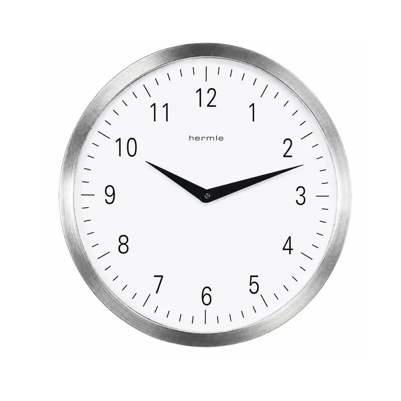 Hermle Wanduhr 30 cm Ø Edelstahl • Made in Germany • Geräuschloses Quarzwerk
