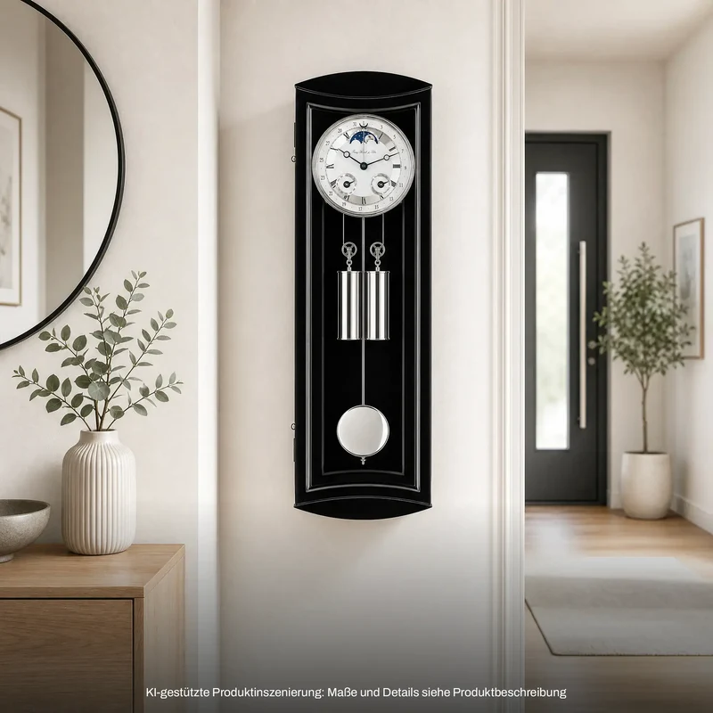 Hermle Wanduhr 78,5x22x11,5 cm Holz • Mechanisches Uhrwerk • Ewiger Kalender