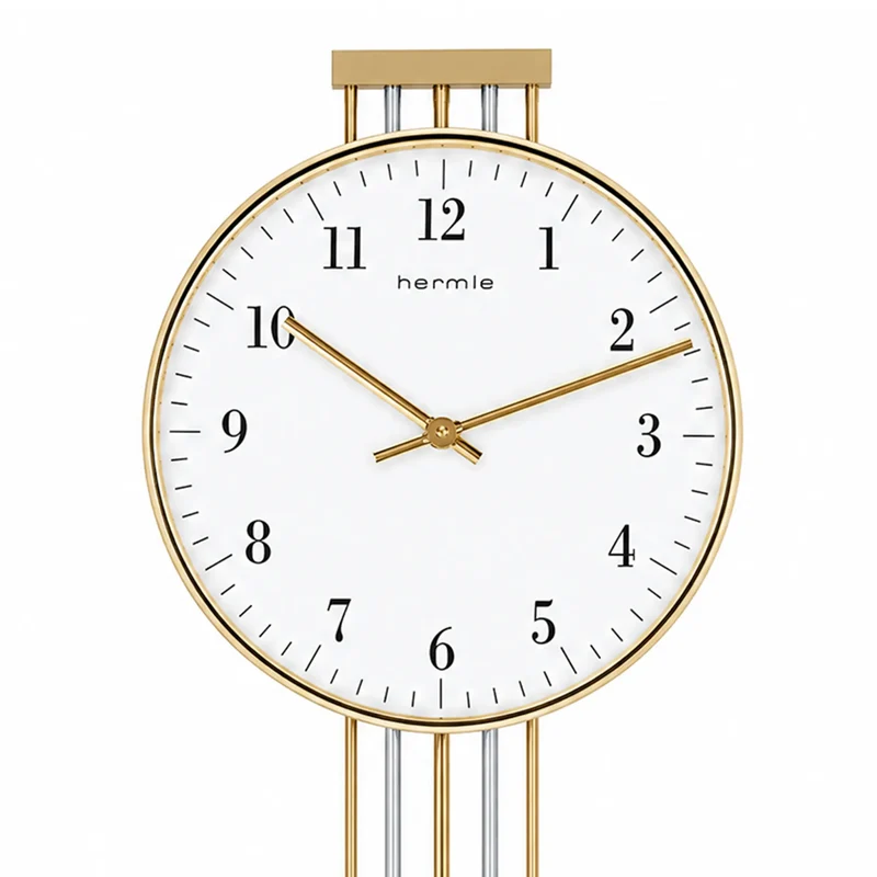 Hermle Wanduhr 56x24x7 cm Messing • Funkgesteuert • Messing Pendel